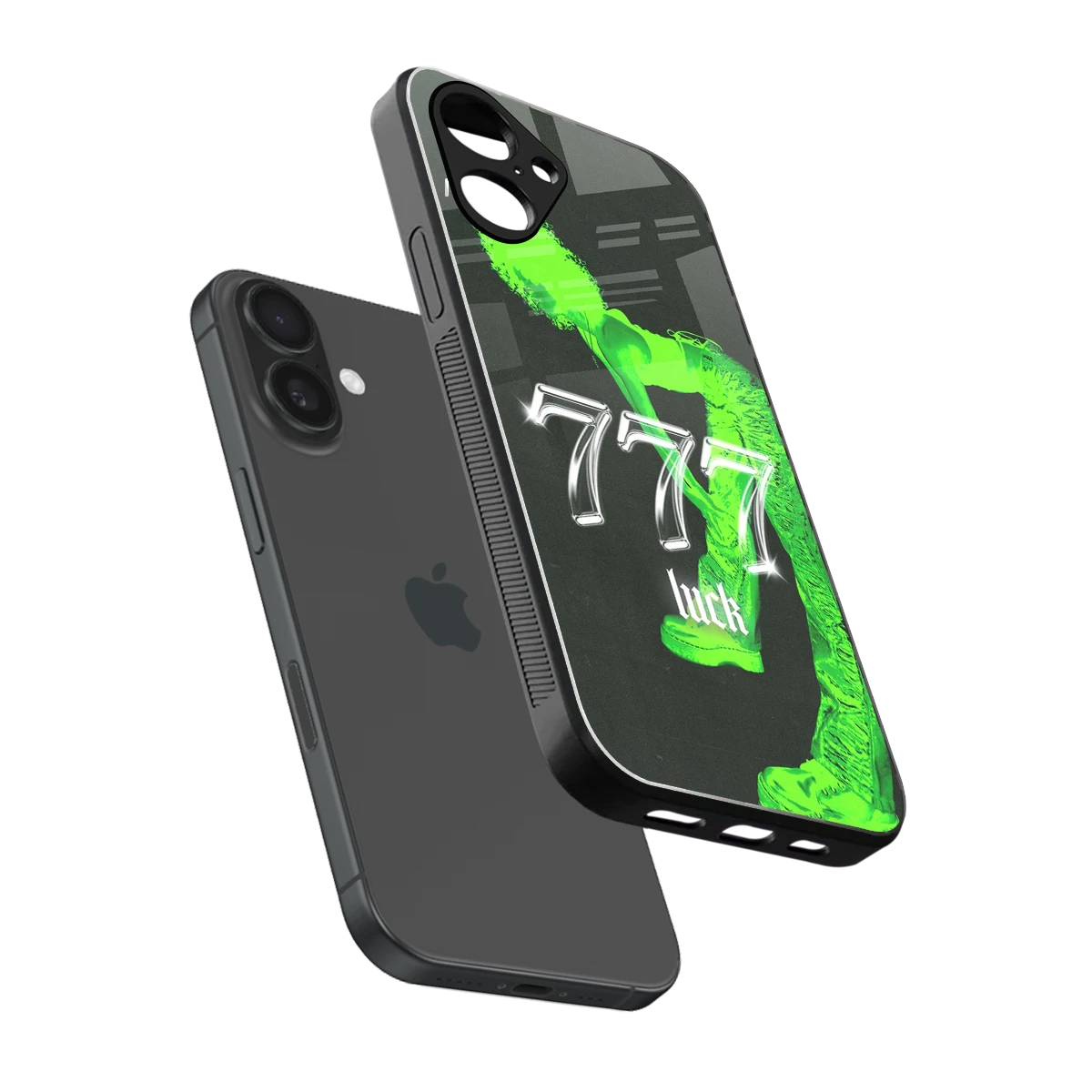 777 Luck sleek iPhone 16 cover with tempered glass back and TPU edges