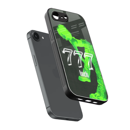 777 Luck sleek iphone 16e cover with tempered glass back and TPU edges