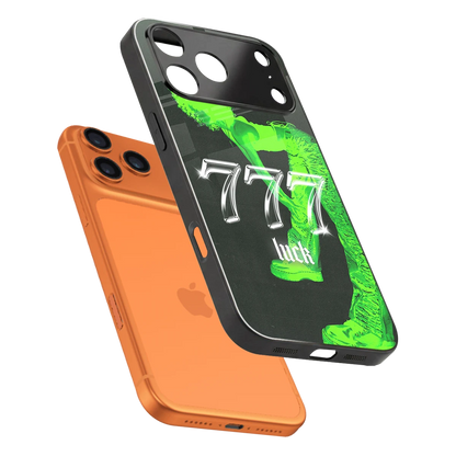 777 Luck sleek iphone 17 pro cover with tempered glass back and TPU edges