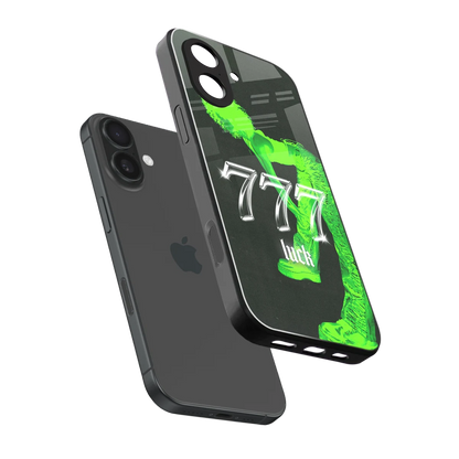 777 Luck sleek iphone 17 cover with tempered glass back and TPU edges