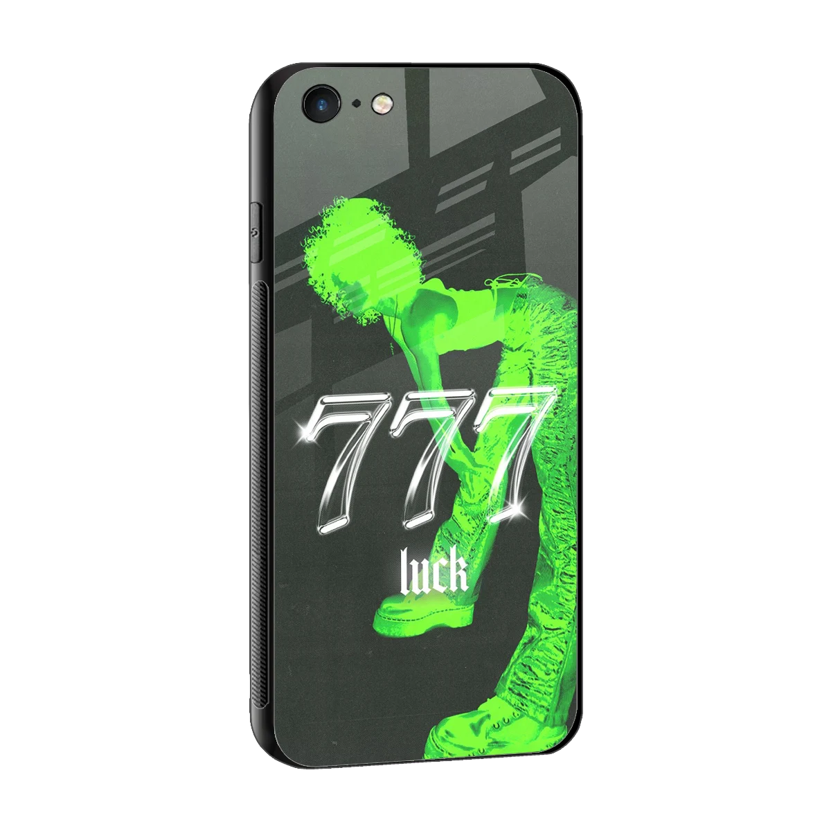 777 Luck sleek iphone 6s plus cover with tempered glass back and TPU edges