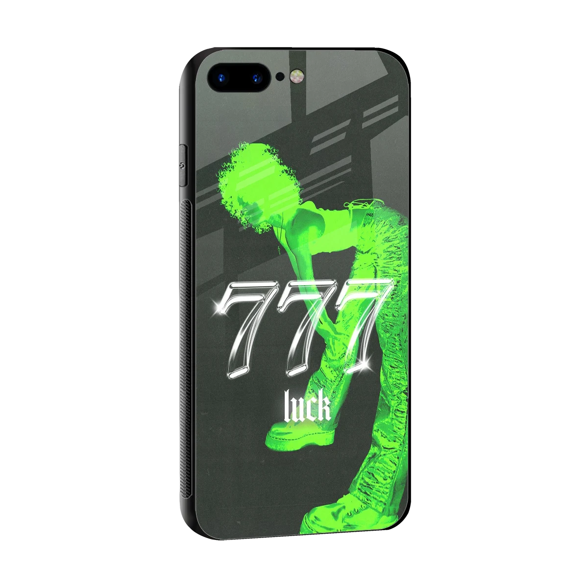 777 Luck sleek iphone 8 plus cover with tempered glass back and TPU edges