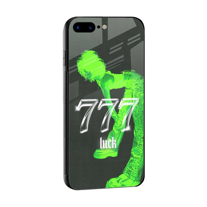 777 Luck sleek iphone 8 plus cover with tempered glass back and TPU edges