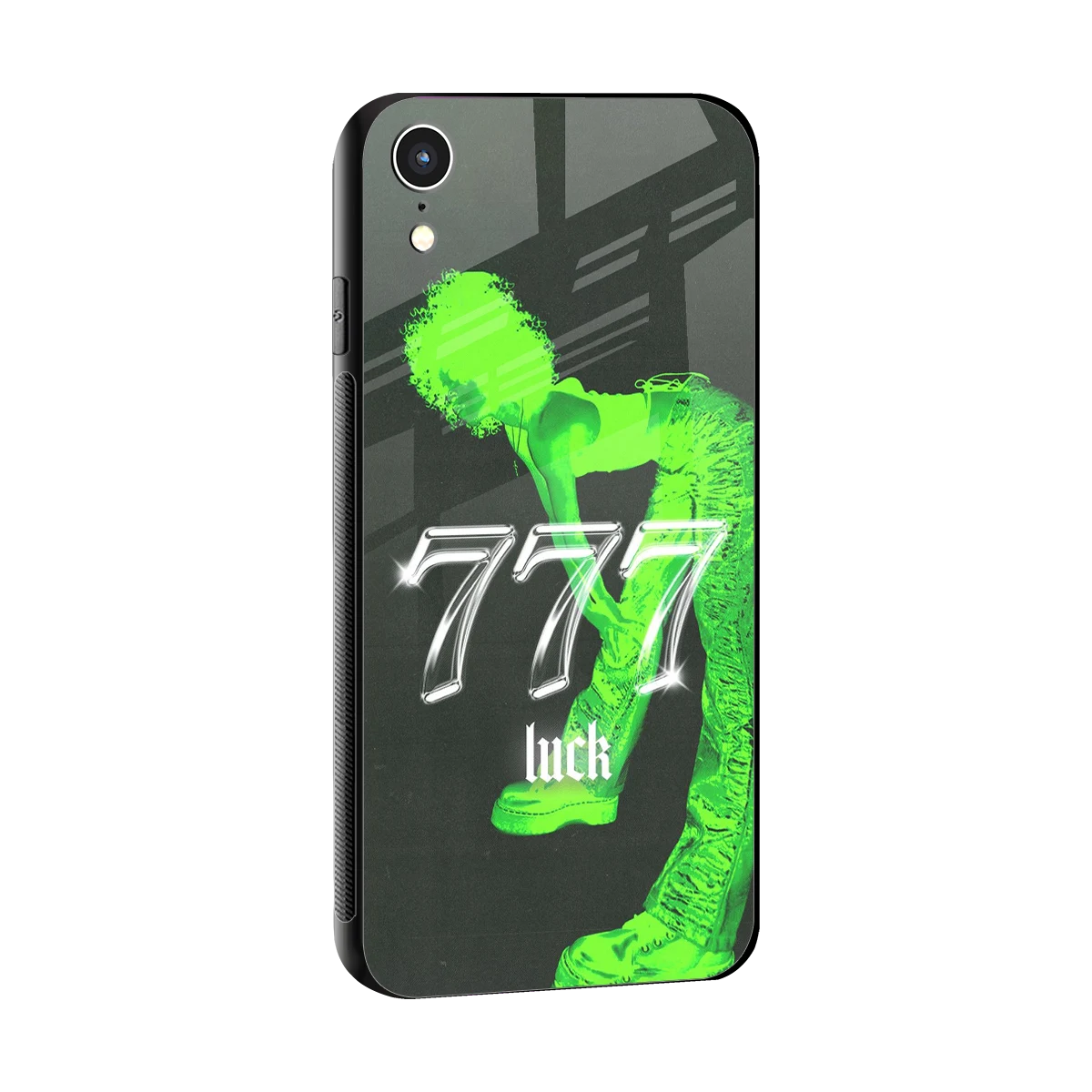 777 Luck sleek iphone xr cover with tempered glass back and TPU edges