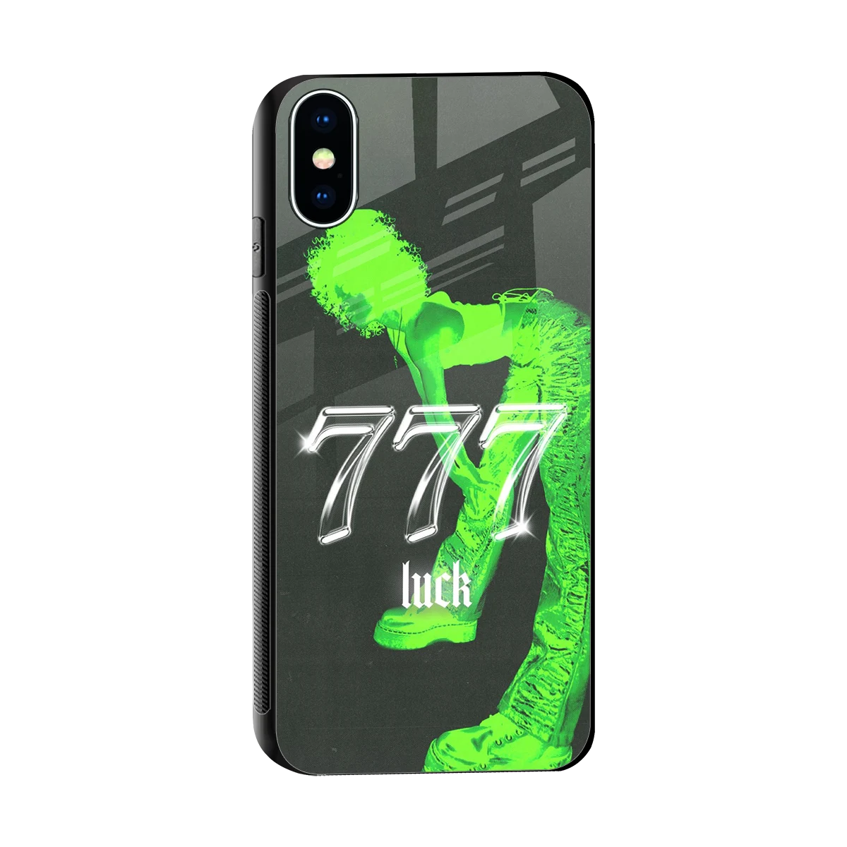 777 Luck sleek iphone xs cover with tempered glass back and TPU edges