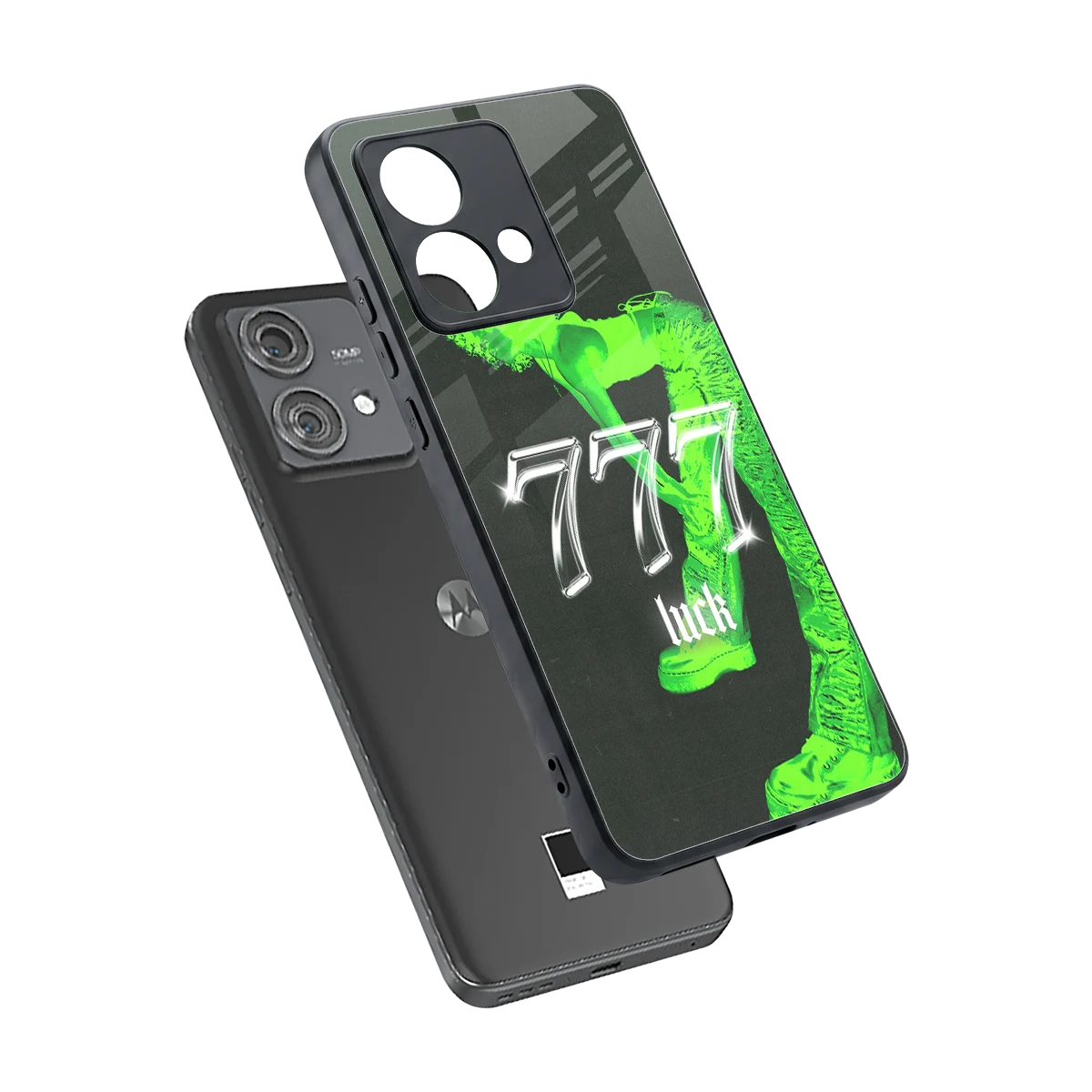 777 Luck sleek motorola edge 40 neo 5g cover with tempered glass back and TPU edges