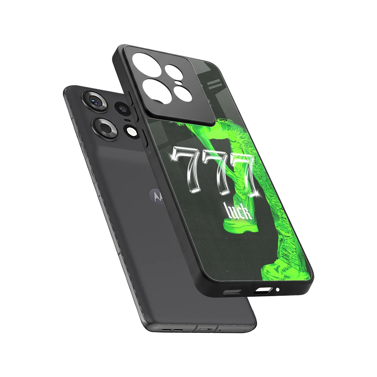 777 Luck sleek motorola edge 50 pro cover with tempered glass back and TPU edges