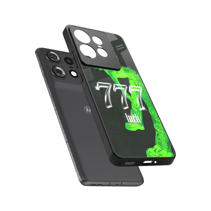 777 Luck sleek motorola edge 50 pro cover with tempered glass back and TPU edges