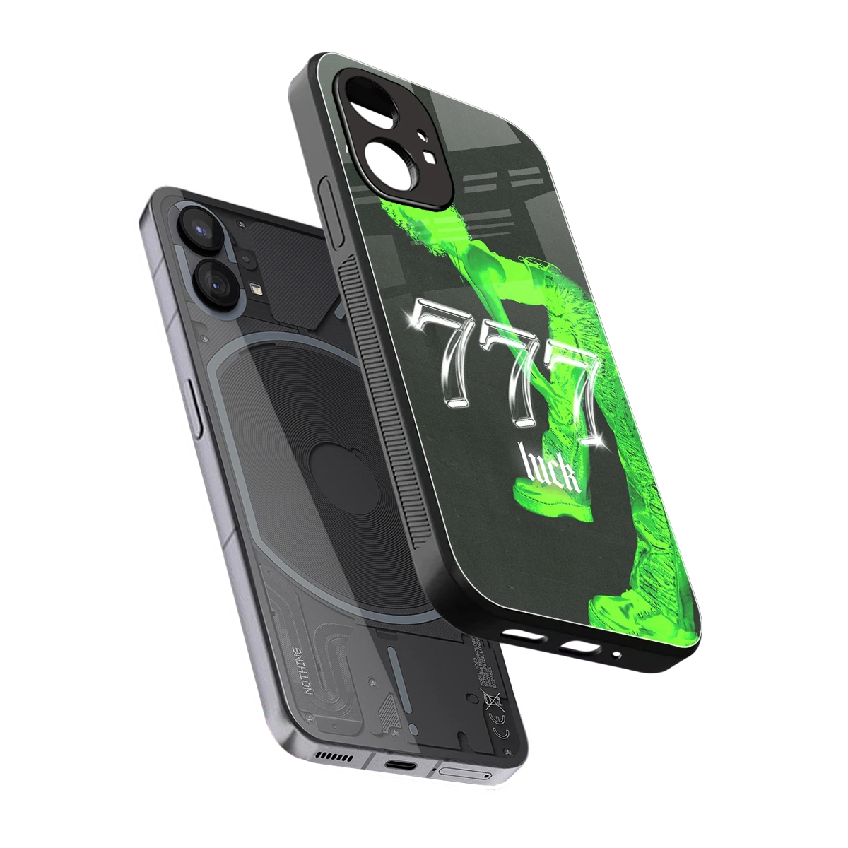 777 Luck sleek nothing phone 1 cover with tempered glass back and TPU edges