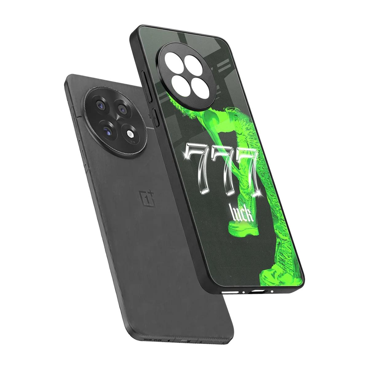 777 Luck sleek oneplus 13r cover with tempered glass back and TPU edges
