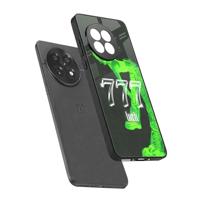 777 Luck sleek oneplus 13r cover with tempered glass back and TPU edges
