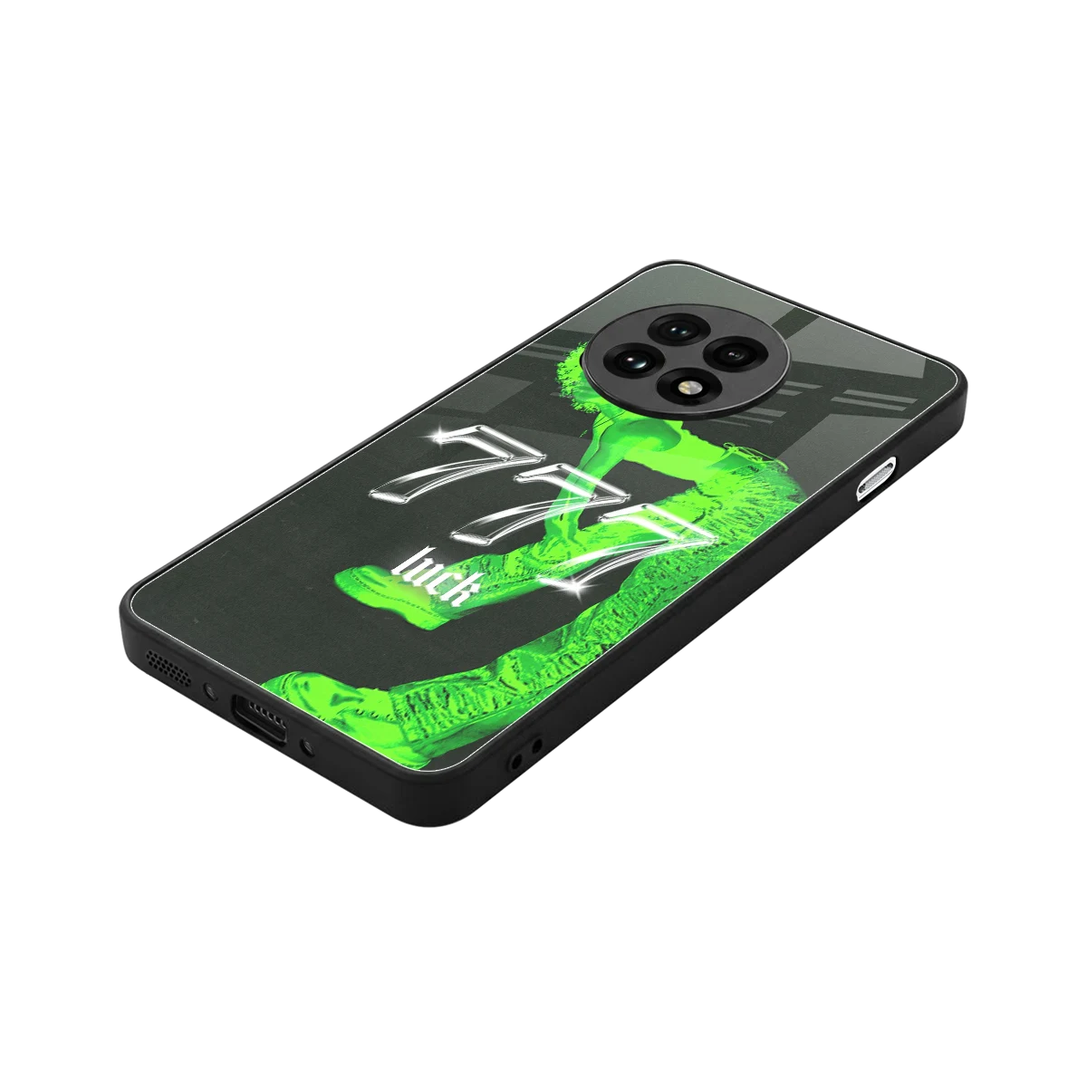 777 Luck stylish phone case for oneplus 13r | glossy glass and slim fit