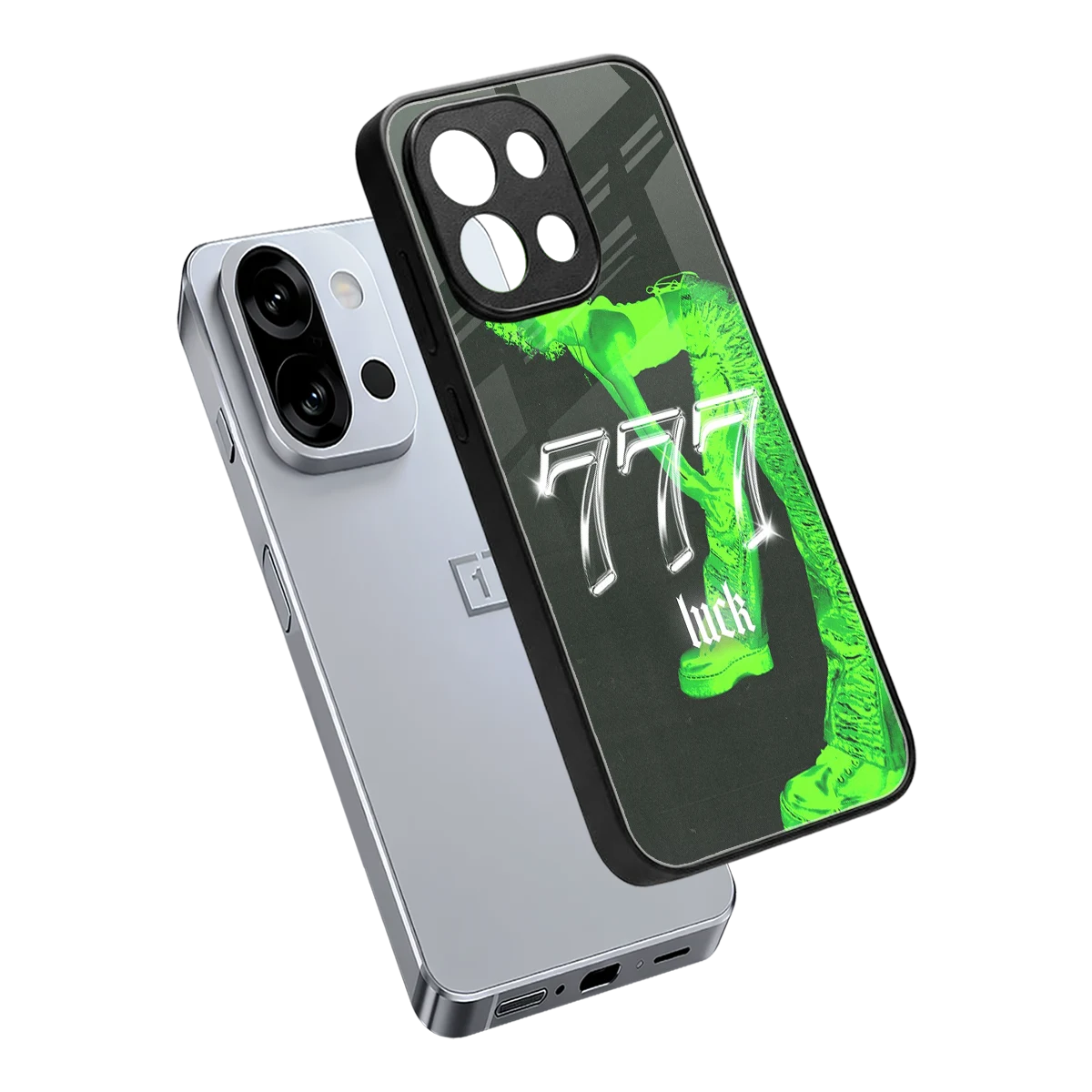 777 Luck sleek oneplus 13s cover with tempered glass back and TPU edges