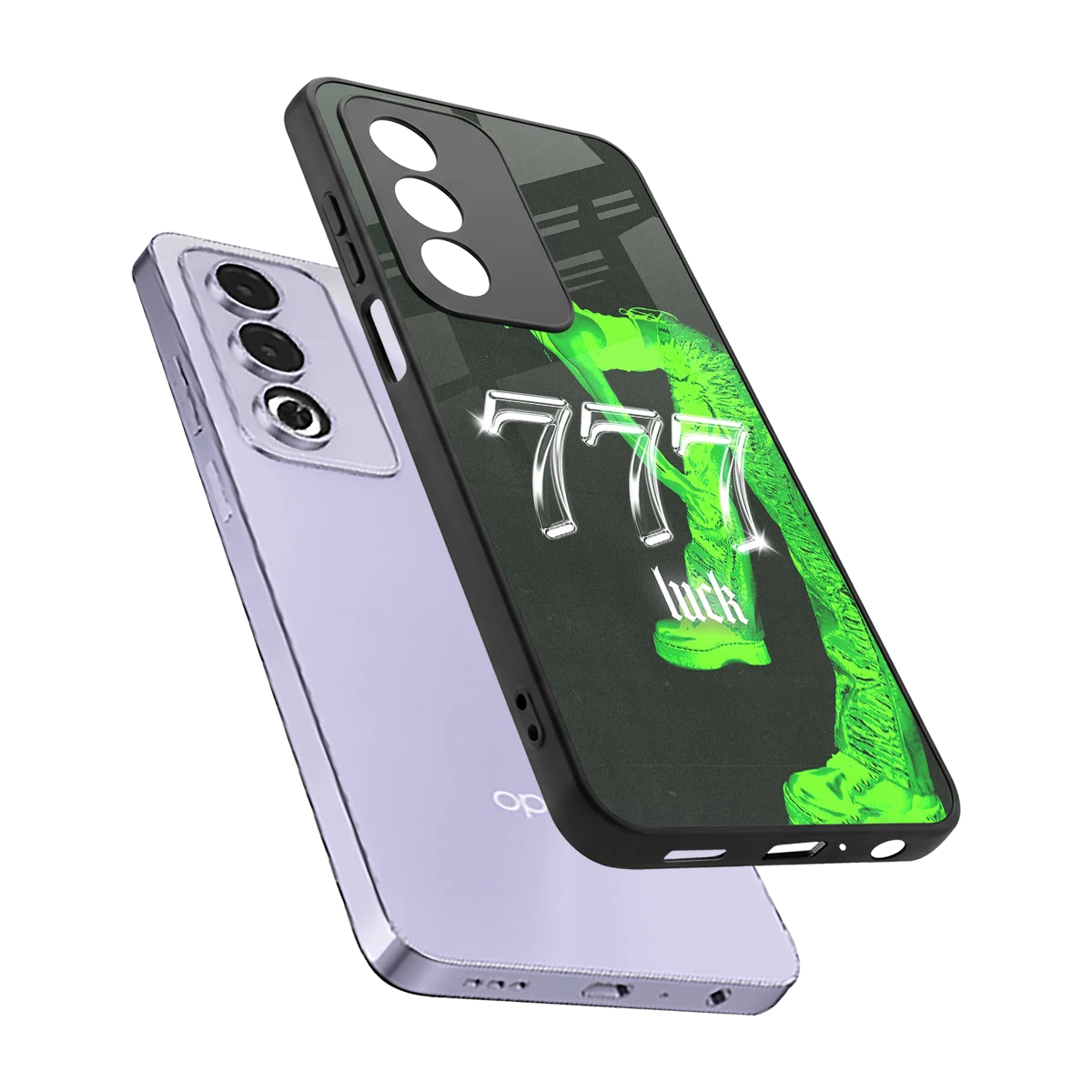 777 Luck sleek oppo a3 pro cover with tempered glass back and TPU edges