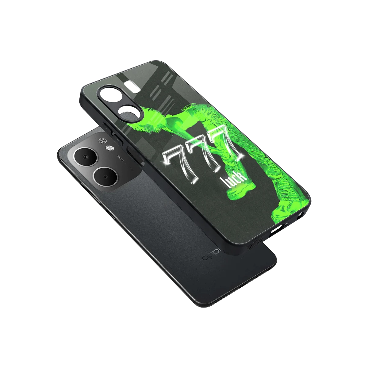 777 Luck sleek oppo a5x 5g cover with tempered glass back and TPU edges