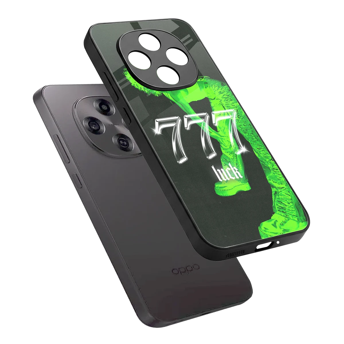 777 Luck sleek oppo f31 pro 5g cover with tempered glass back and TPU edges