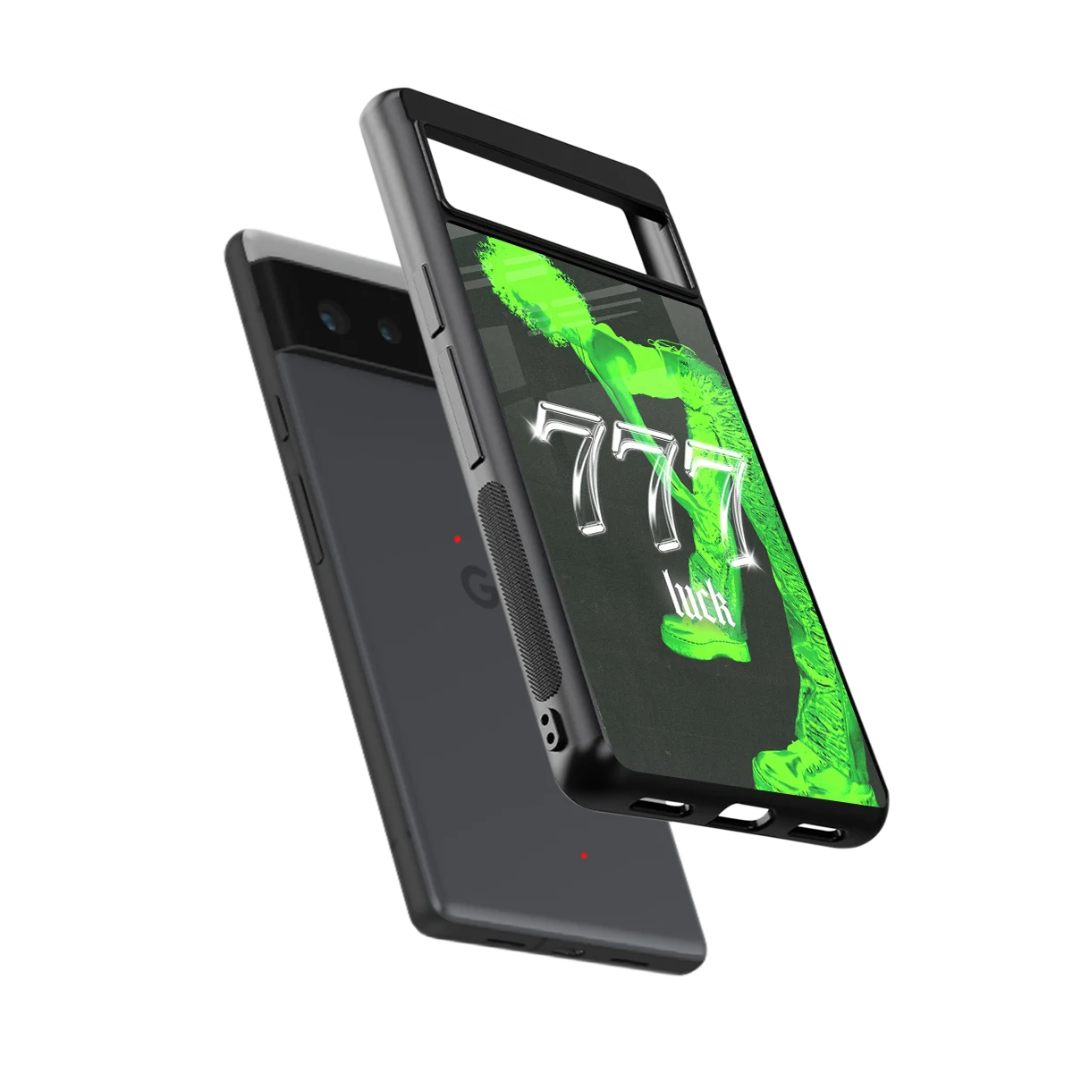 777 Luck sleek google pixel 6 cover with tempered glass back and TPU edges