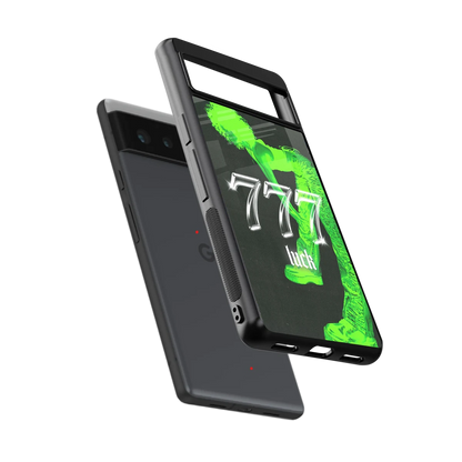 777 Luck sleek google pixel 6a cover with tempered glass back and TPU edges