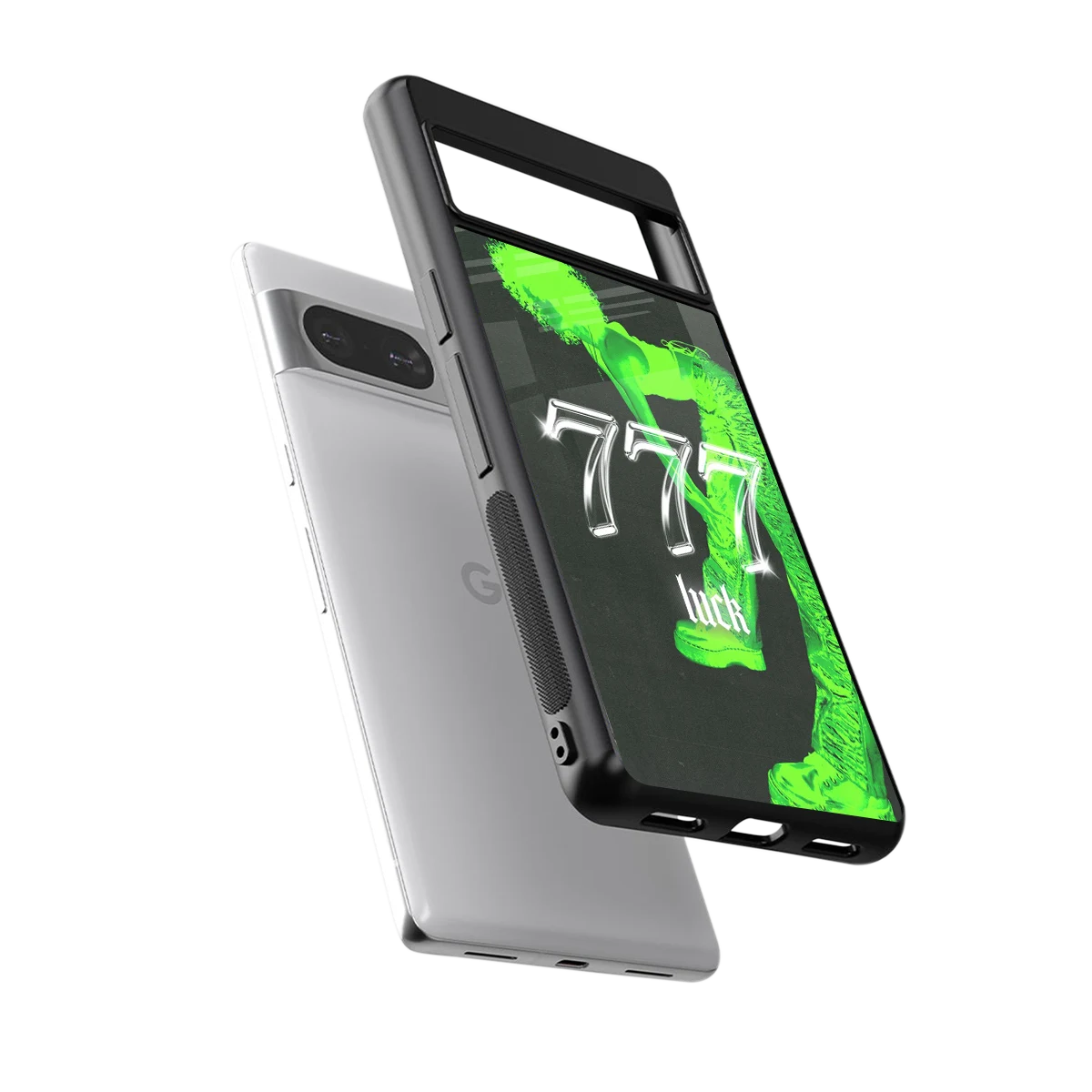 777 Luck sleek google pixel 8 cover with tempered glass back and TPU edges