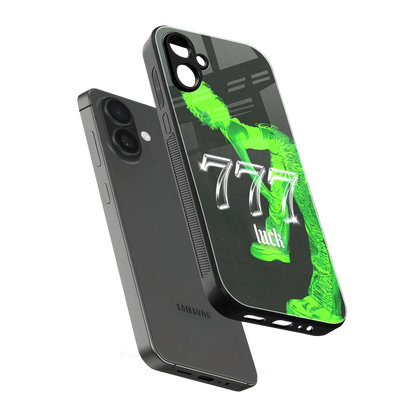 777 Luck sleek samsung galaxy a06 5g cover with tempered glass back and TPU edges