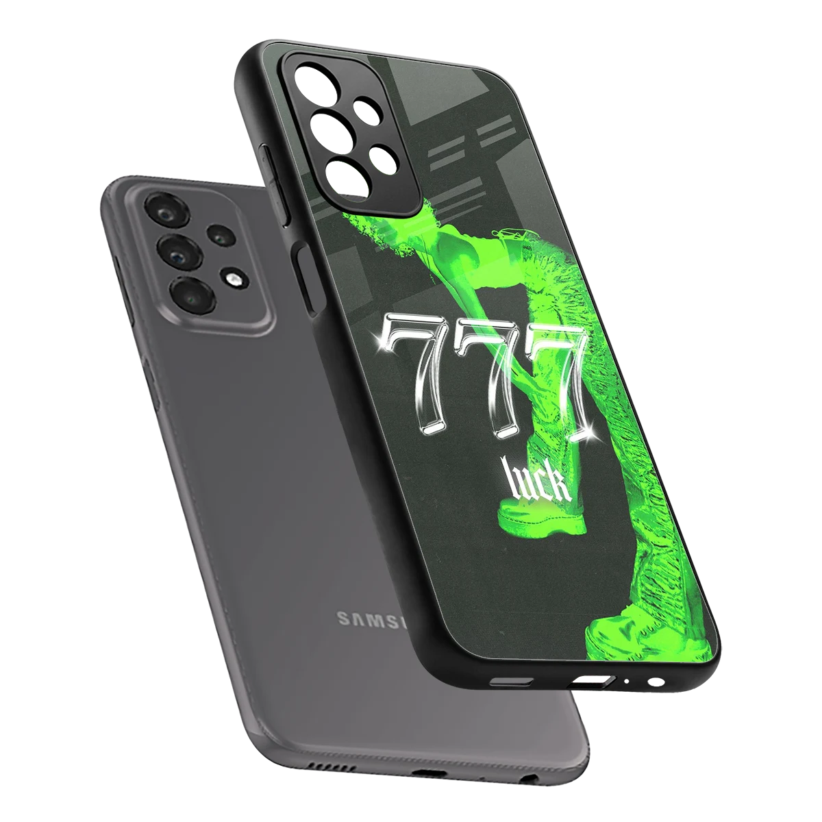 777 Luck sleek samsung galaxy a23 cover with tempered glass back and TPU edges