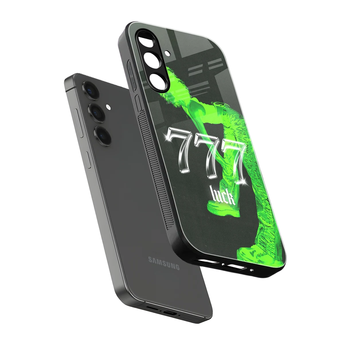 777 Luck sleek samsung galaxy m35 5g cover with tempered glass back and TPU edges