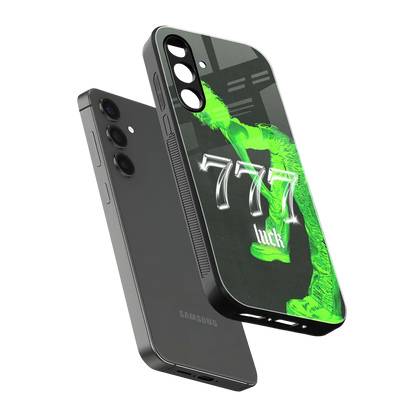 777 Luck sleek samsung galaxy m35 5g cover with tempered glass back and TPU edges