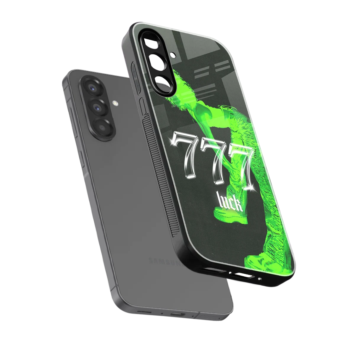777 Luck sleek samsung galaxy f17 5g cover with tempered glass back and TPU edges