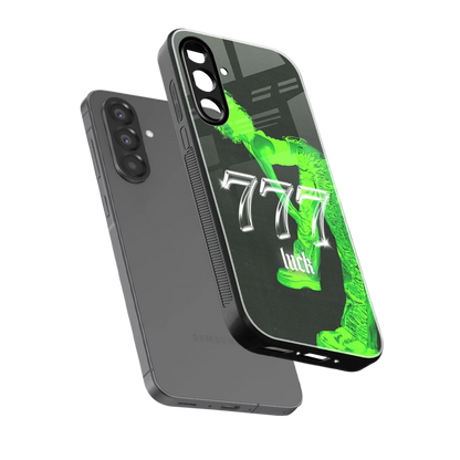 777 Luck sleek samsung galaxy f17 5g cover with tempered glass back and TPU edges