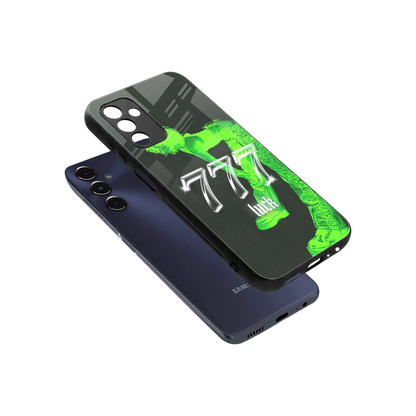 777 Luck sleek samsung galaxy m14 5g cover with tempered glass back and TPU edges