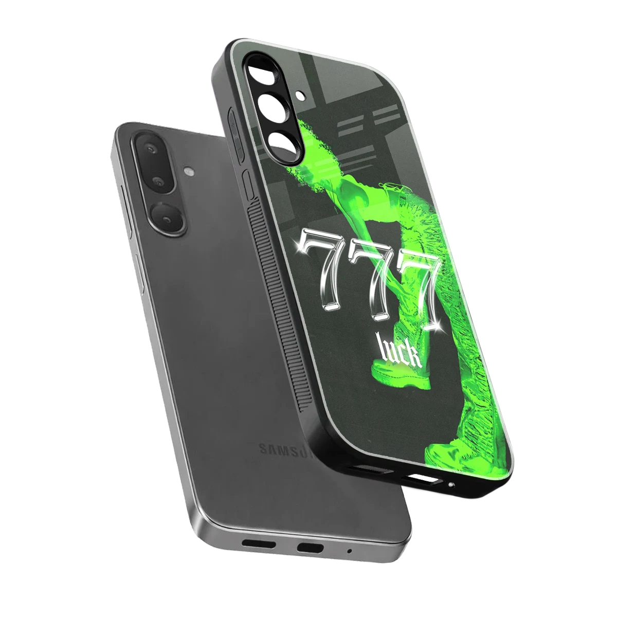 777 Luck sleek samsung galaxy m16 5g cover with tempered glass back and TPU edges