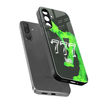 777 Luck sleek samsung galaxy m16 5g cover with tempered glass back and TPU edges