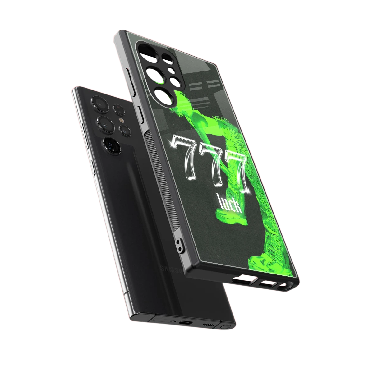 777 Luck sleek samsung galaxy s23 ultra cover with tempered glass back and TPU edges