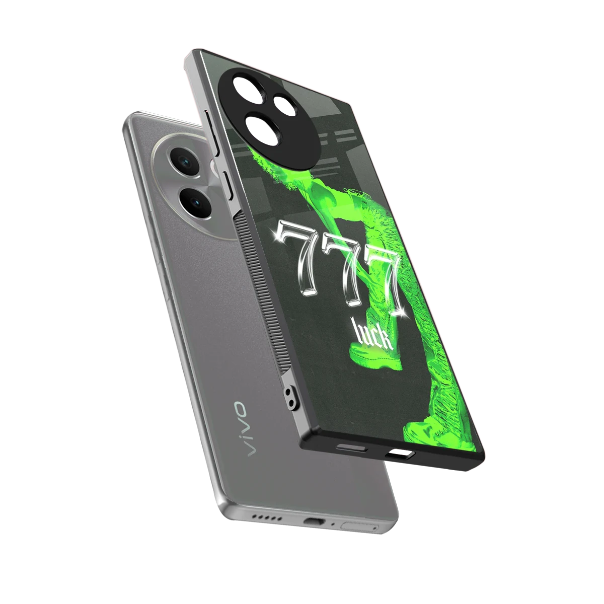 777 Luck sleek vivo v30e cover with tempered glass back and TPU edges