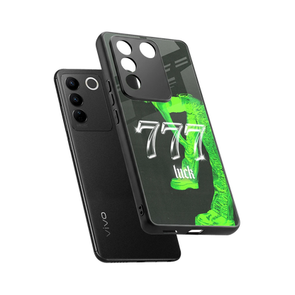 777 Luck sleek vivo v27 5g cover with tempered glass back and TPU edges
