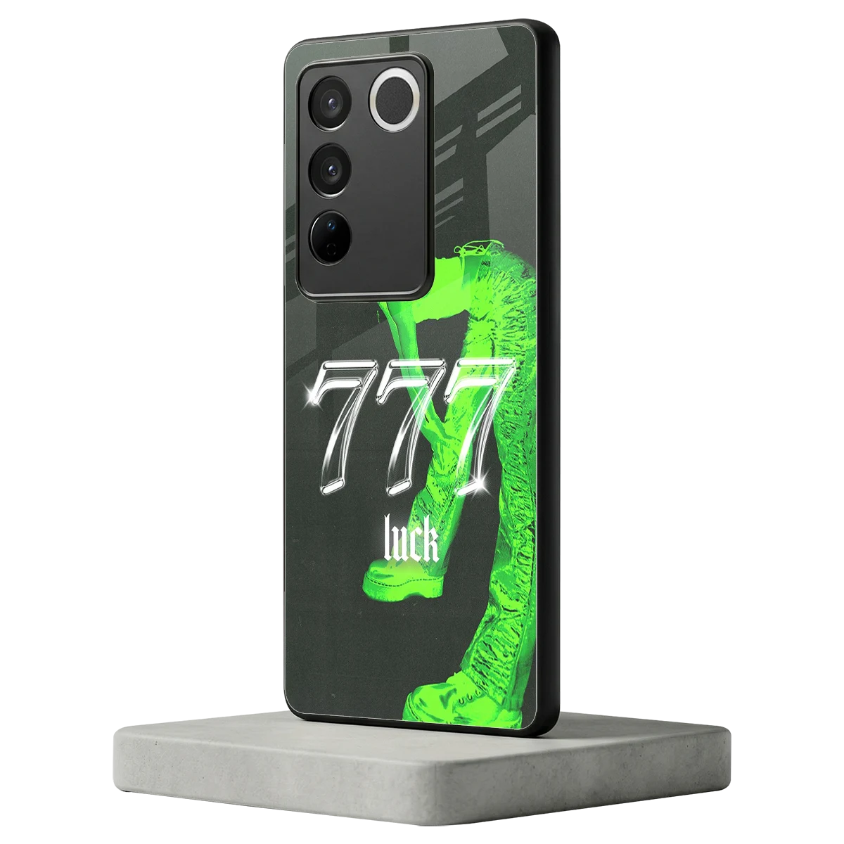 777 Luck vivo v27 5g mobile cover | shockproof glass phone case