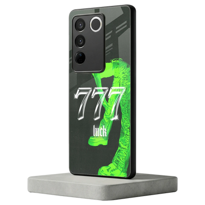 777 Luck vivo v27 5g mobile cover | shockproof glass phone case