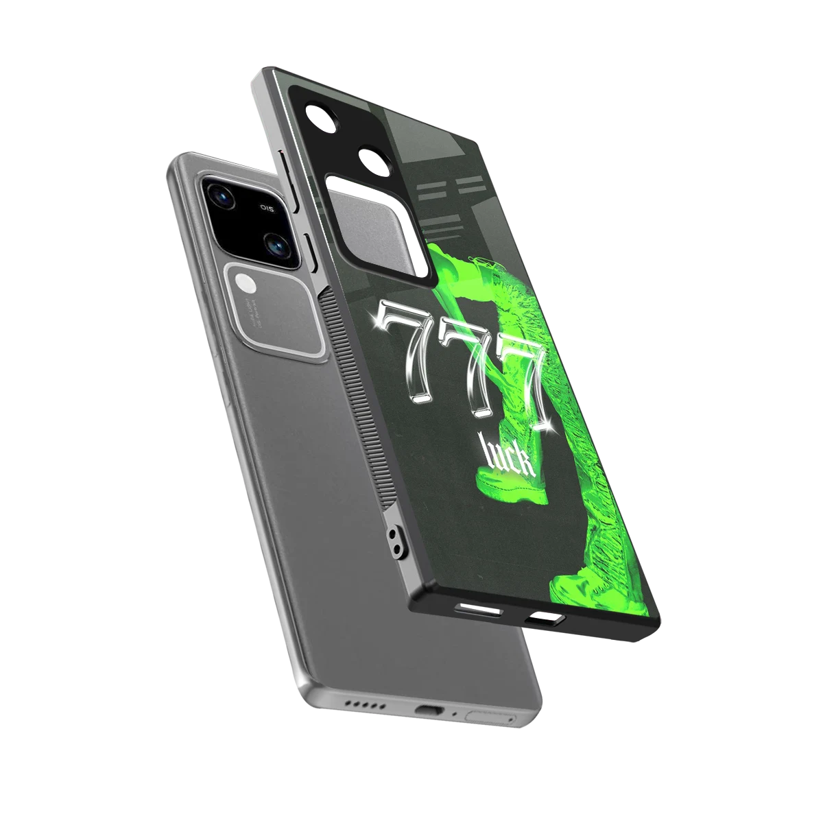 777 Luck sleek vivo v30 cover with tempered glass back and TPU edges