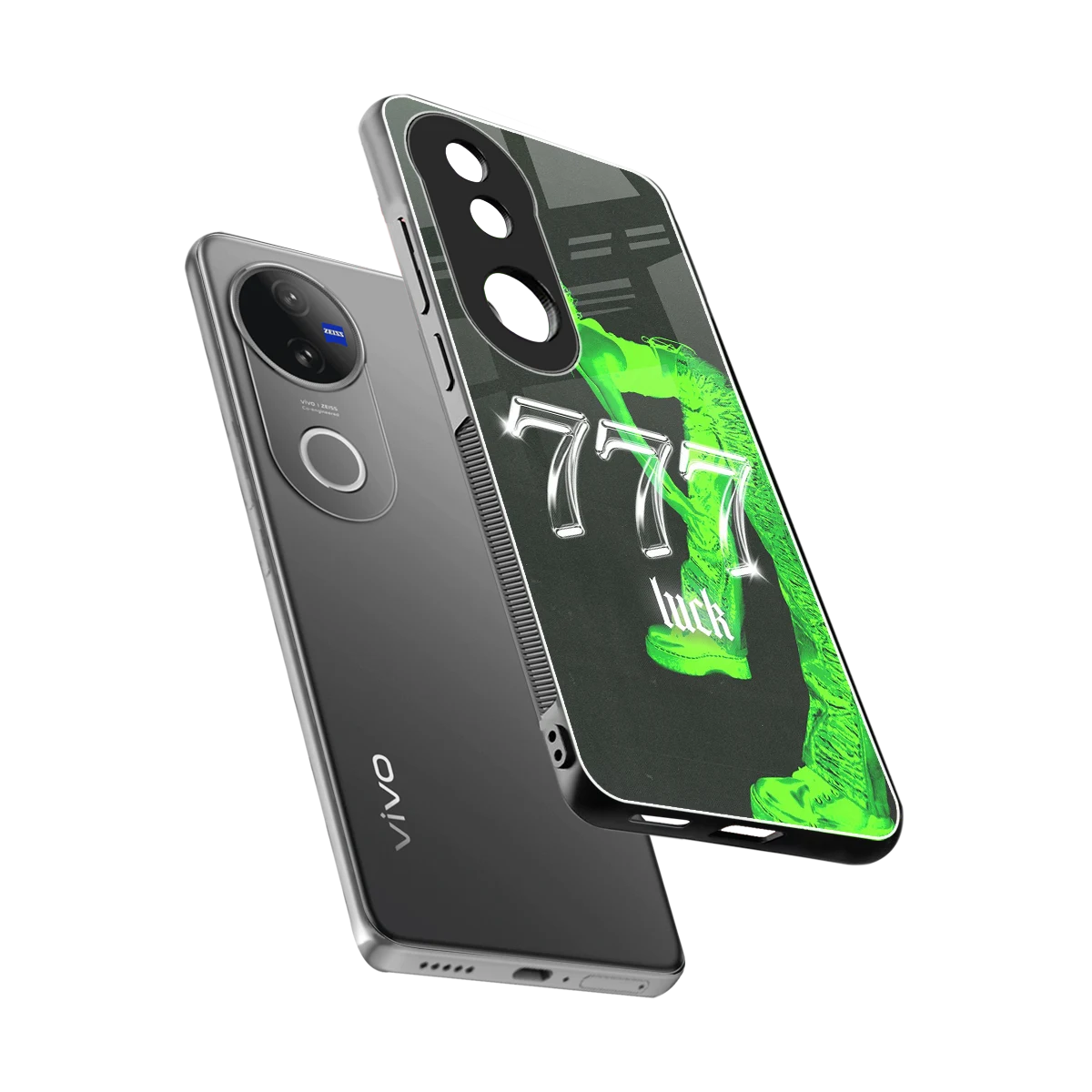 777 Luck sleek vivo v50 cover with tempered glass back and TPU edges