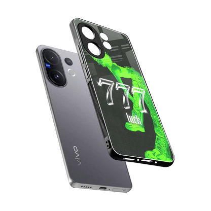 777 Luck sleek vivo v60 cover with tempered glass back and TPU edges