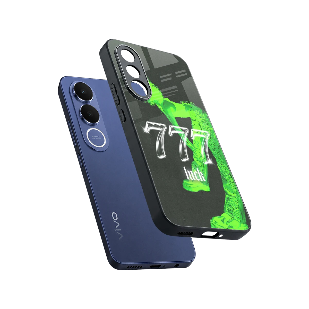 777 Luck sleek vivo v70 fe cover with tempered glass back and TPU edges