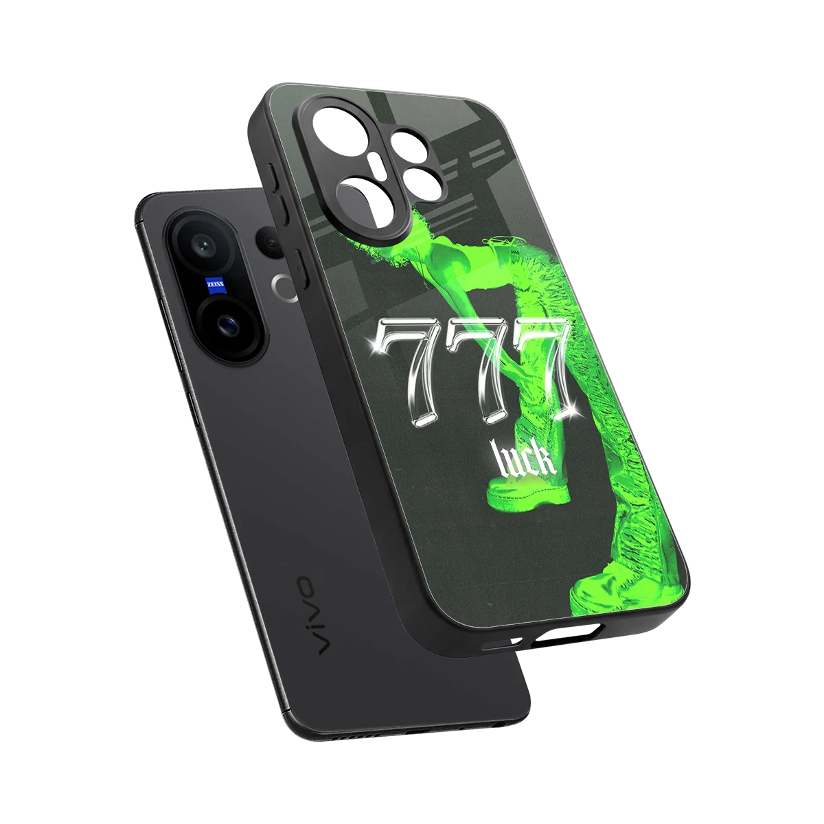 777 Luck sleek vivo x200 fe cover with tempered glass back and TPU edges