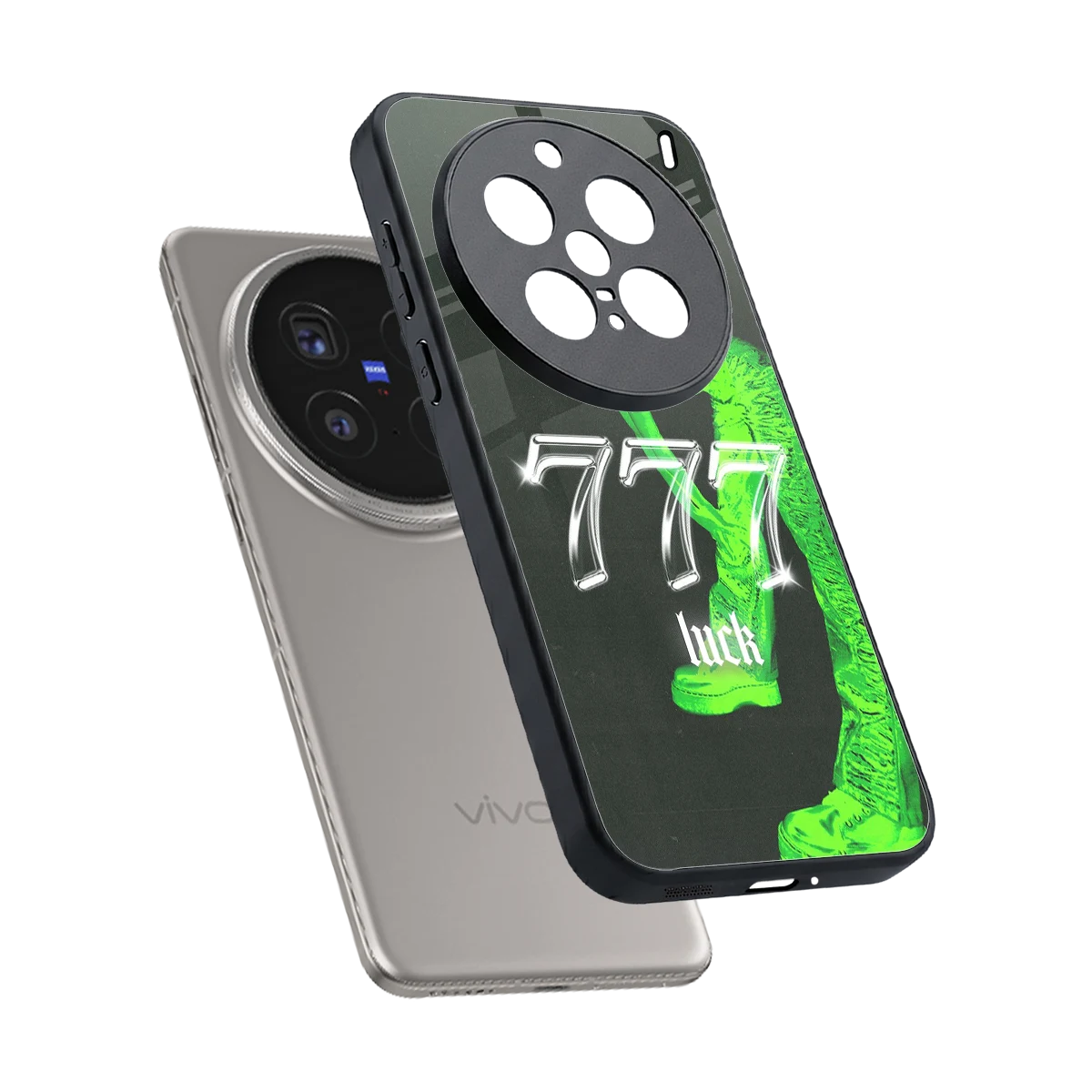 777 Luck sleek vivo x200 pro cover with tempered glass back and TPU edges