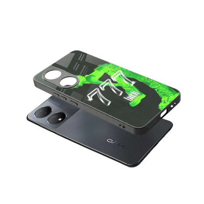 777 Luck sleek Vivo-y100 cover with tempered glass back and TPU edges