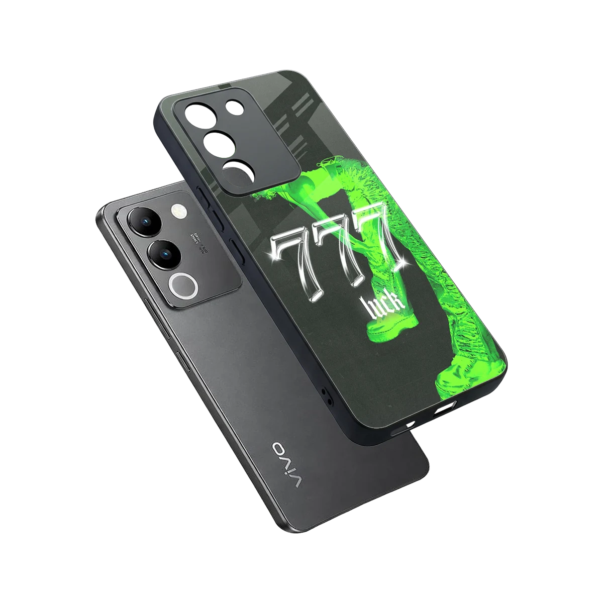 777 Luck sleek vivo y200 5g cover with tempered glass back and TPU edges