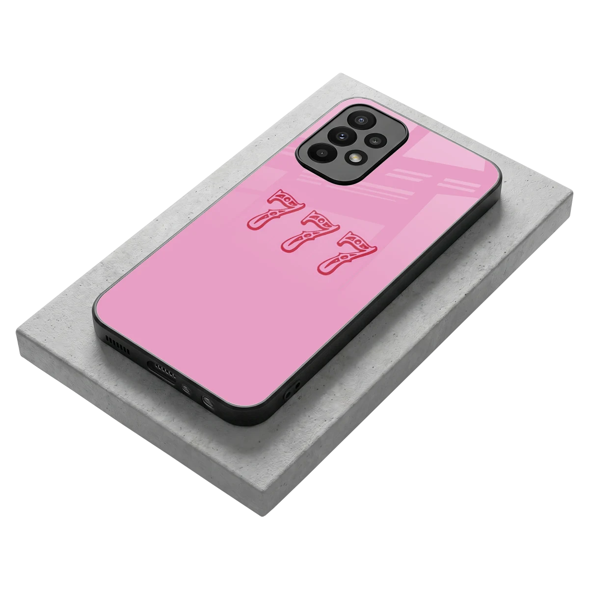 777 stylish phone case for samsung galaxy a23 | glossy glass and slim fit