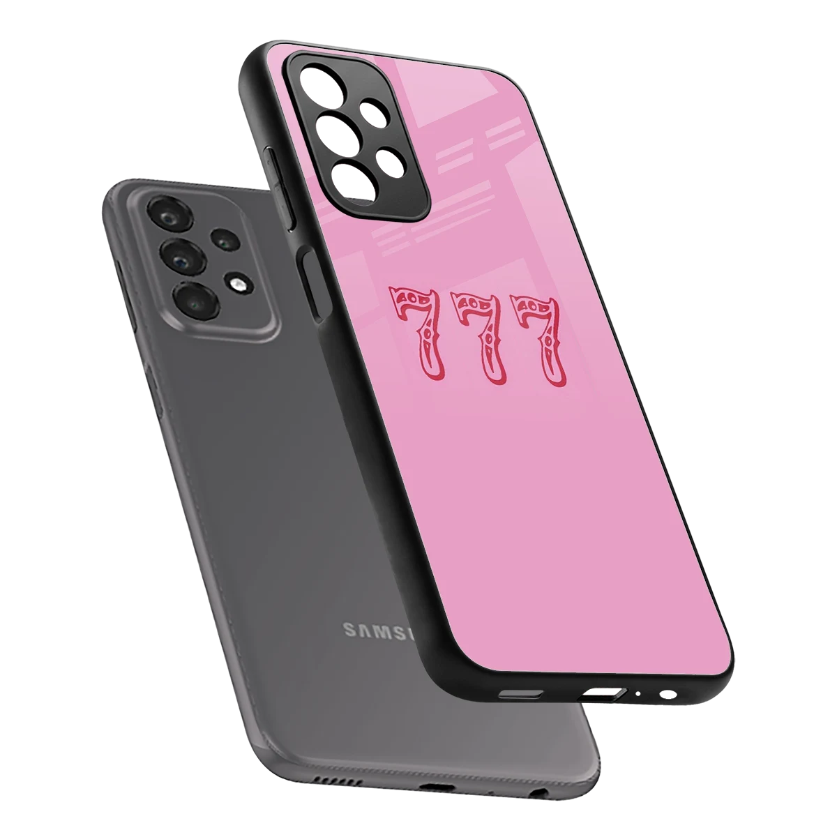 777 sleek samsung galaxy a23 cover with tempered glass back and TPU edges