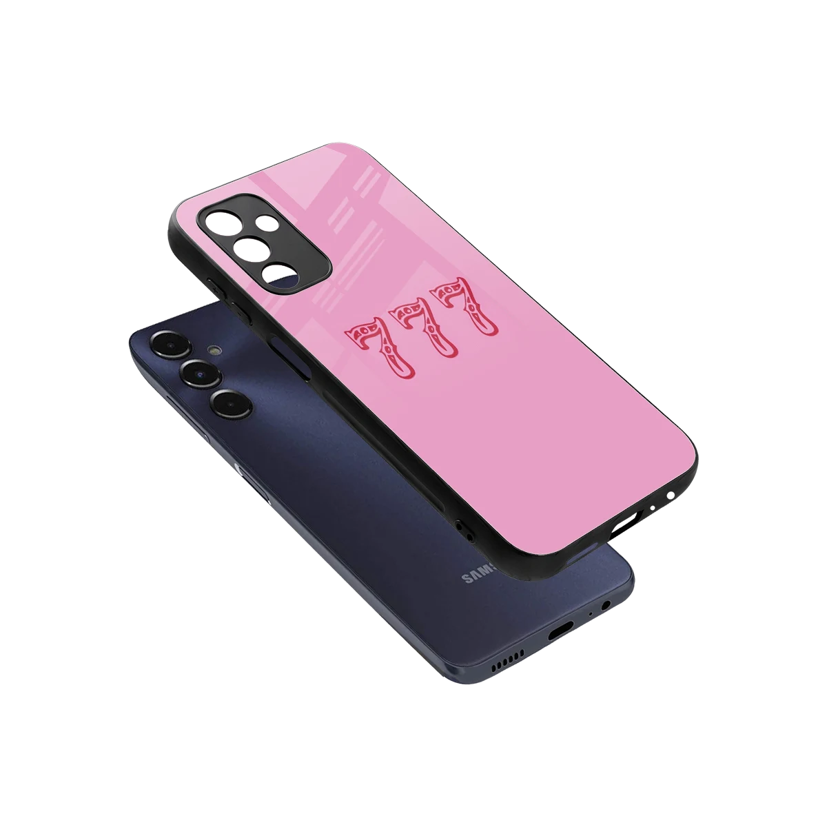 777 sleek samsung galaxy m14 5g cover with tempered glass back and TPU edges