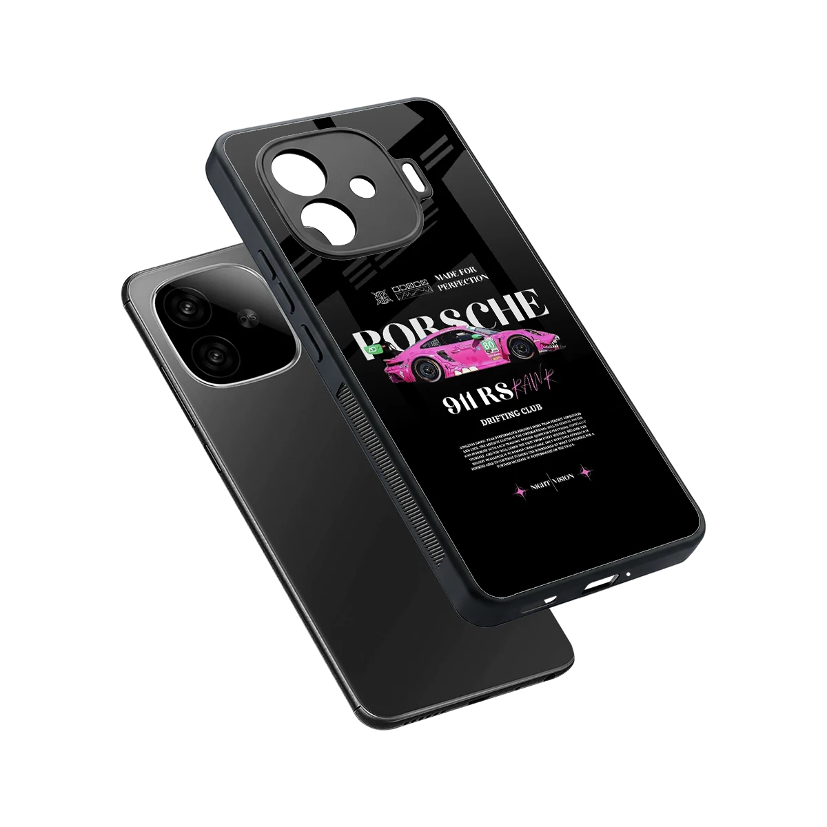 911 Drifting Club sleek iqoo neo 10r 5g cover with tempered glass back and TPU edges