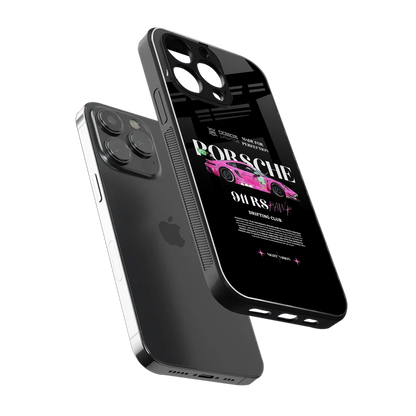 911 Drifting Club sleek iphone 13 pro max cover with tempered glass back and TPU edges